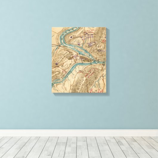 Harpers Ferry Civil War Map (1862) Canvas Afdruk (Insitu (Houten vloer))