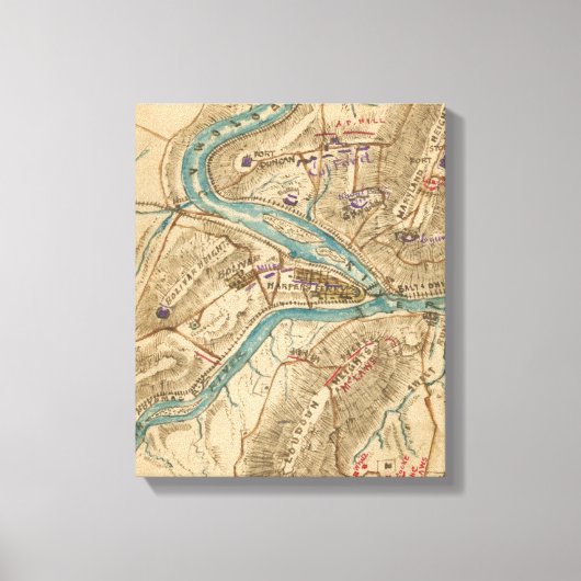  Harpers Ferry Civil War Map (1862) Canvas Afdruk (Voorkant)