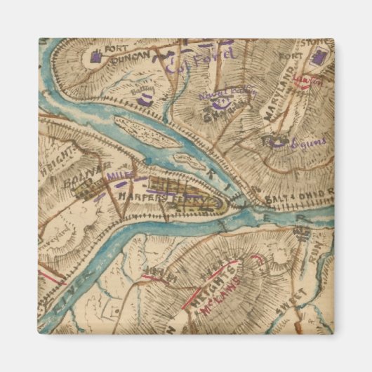  Harpers Ferry Civil War Map (1862) Magneet (Voorkant)