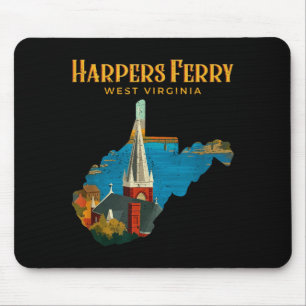 Harpers ferry landschap west virginia kaart retro muismat