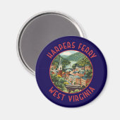 Harpers Ferry West Virginia Distressed Circle Vere Magneet (Voorkant / Achterkant)
