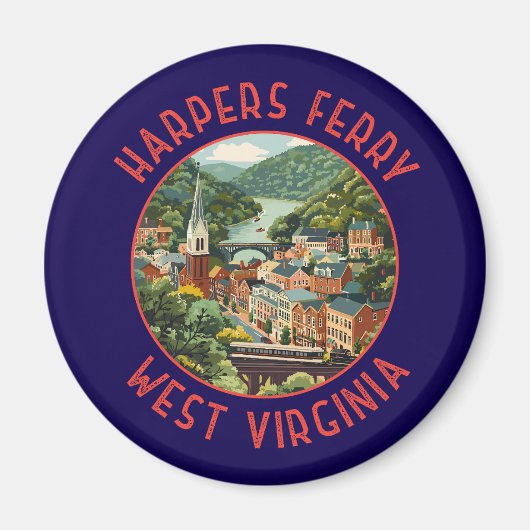 Harpers Ferry West Virginia Distressed Circle Vere Magneet (Voorkant)