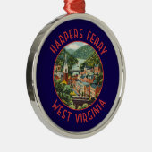 Harpers Ferry West Virginia Distressed Circle Vere Metalen Ornament (Rechts)