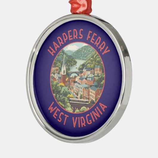 Harpers Ferry West Virginia Distressed Circle Vere Metalen Ornament (Links)