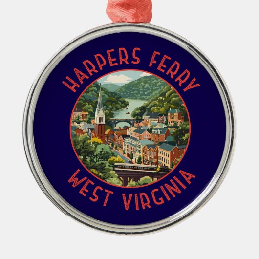 Harpers Ferry West Virginia Distressed Circle Vere Metalen Ornament (Voorkant)