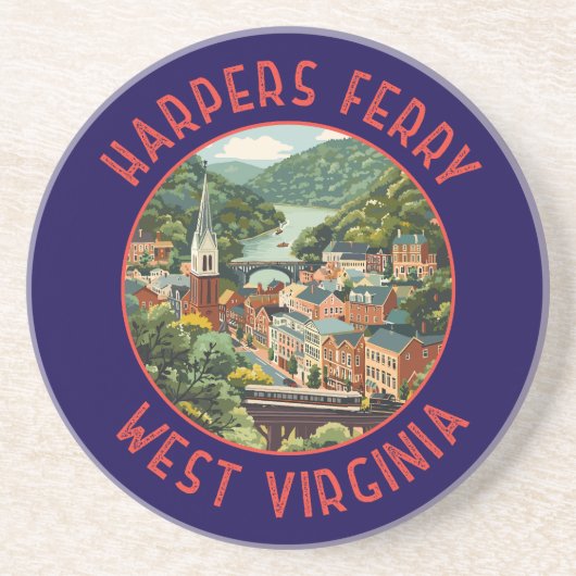 Harpers Ferry West Virginia Distressed Circle Vere Zandsteen Onderzetter (Voorkant)