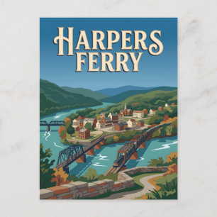 Harpers Ferry West Virginia Oude Reisposter Briefkaart
