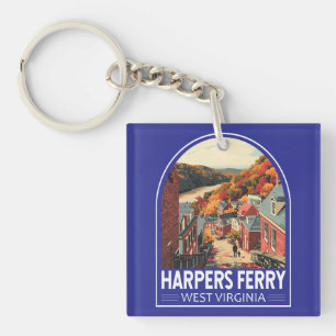 Harpers Ferry West Virginia Reis Kunst Vintage Sleutelhanger