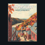 Harpers Ferry West Virginia Travel Art Vintage Briefkaart<br><div class="desc">Harpers Ferry retro vector reisontwerp. Harpers Ferry is een plaats in de Amerikaanse staat West Virginia. De route slingert door het Harpers Ferry National Historical Park,  dat 19e-eeuwse gebouwen heeft.</div>