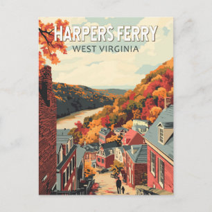 Harpers Ferry West Virginia Travel Art Vintage Briefkaart