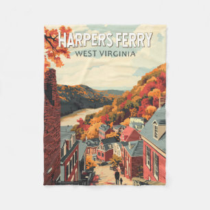 Harpers Ferry West Virginia Travel Art Vintage Fleece Deken