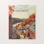 Harpers Ferry West Virginia Travel Art Vintage Legpuzzel<br><div class="desc">Harpers Ferry retro vector reisontwerp. Harpers Ferry is een plaats in de Amerikaanse staat West Virginia. De route slingert door het Harpers Ferry National Historical Park,  dat 19e-eeuwse gebouwen heeft.</div>