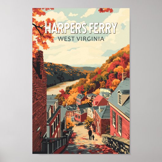 Harpers Ferry West Virginia Travel Art Vintage Poster (Voorkant)