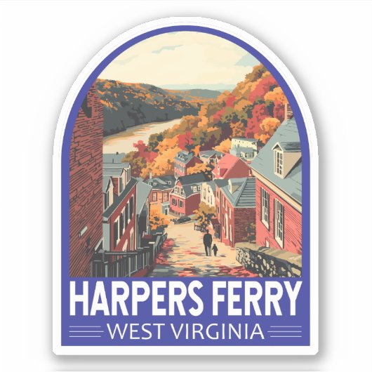 Harpers Ferry West Virginia Travel Art Vintage Sticker (Voorkant)