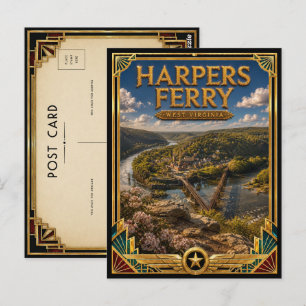 Harpers Ferry West Virginia Vintage Art Deco Briefkaart