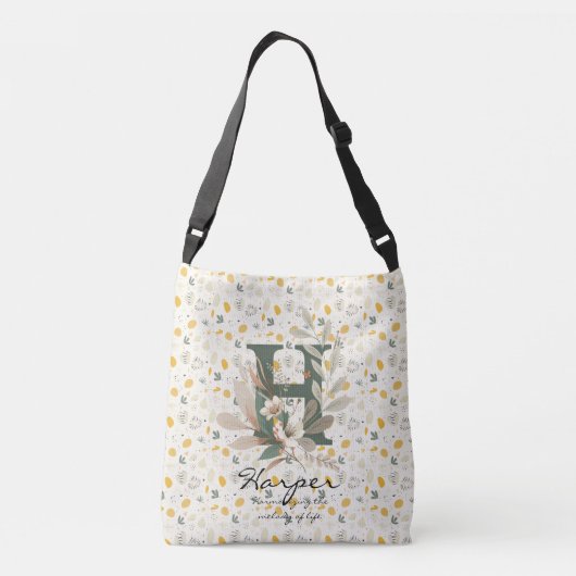 Harper's Floral Harmony - Boho Chic Monogram Crossbody Tas (Achterkant)