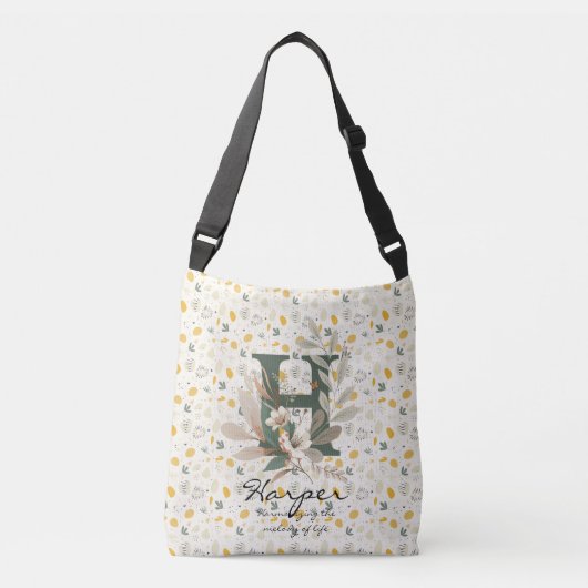 Harper's Floral Harmony - Boho Chic Monogram Crossbody Tas (Voorkant)