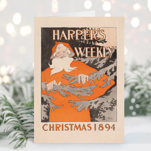 Harper's Weekly Christmas 1894 Feestdagen Kaart