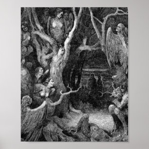 Harpies in het bos van de Suicides Gustave Dore Poster