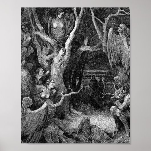 Harpies in het bos van de Suicides Gustave Dore Poster (Voorkant)