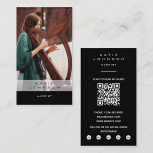Harpist Harp Muzikant Docent Foto QR Code Visitekaartje