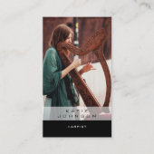 Harpist Harp Muzikant Docent Foto QR Code Visitekaartje (Voorkant)