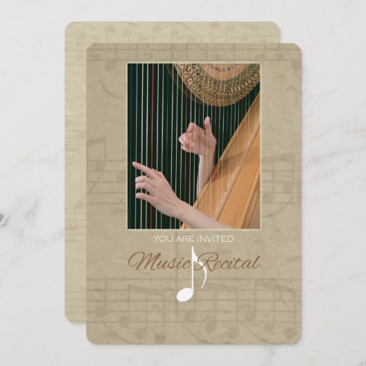 Harpist Music Overweging Uitnodiging (Voorkant / Achterkant)