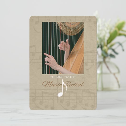 Harpist Music Overweging Uitnodiging (Staand voorkant)