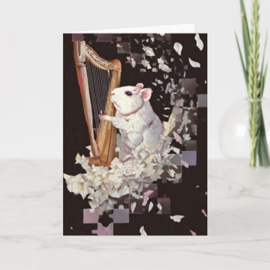 Harpist Rat Greeting Card – Minimal Elegance Kaart (Voorkant)