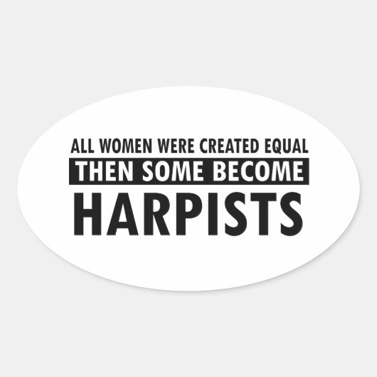 Harpisten muziek design ovale sticker (Voorkant)