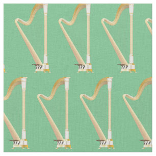 Harps Music Musician Room Decor Green Stof