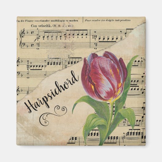 Harpsichord Elegant Tulip  vel Music Magneet (Voorkant)