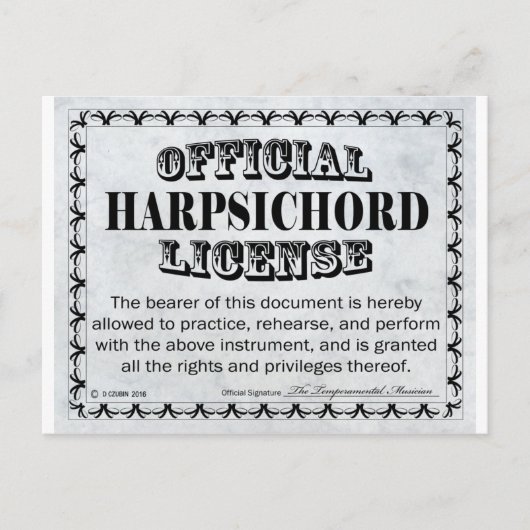 Harpsichord-licentie Briefkaart (Voorkant)