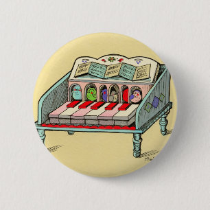 Harpsichord op basis van vogels ronde button 5,7 cm