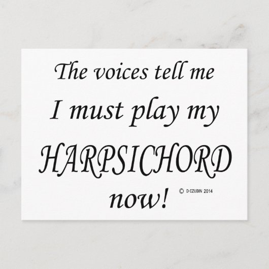 Harpsichord Voices zegt dat je moet spelen Briefkaart (Voorkant)