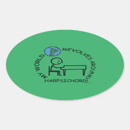 Harpsichord - World revolves rond ovaal sticker