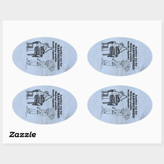Harpsichord Zombie Explode Oval Sticker (Vel)