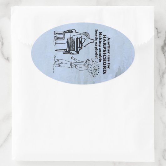 Harpsichord Zombie Explode Oval Sticker (Tas)