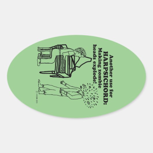Harpsichord Zombie Explode Oval Sticker (Voorkant)