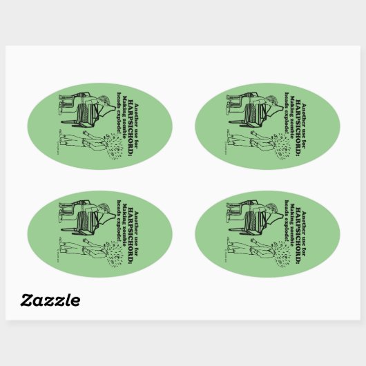 Harpsichord Zombie Explode Oval Sticker (Vel)