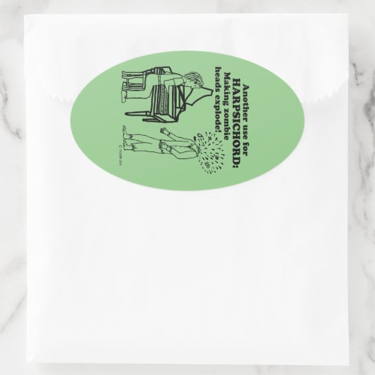 Harpsichord Zombie Explode Oval Sticker (Tas)