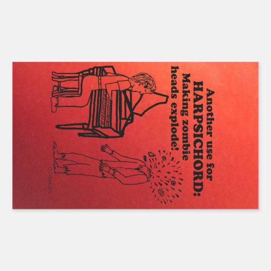 Harpsichord Zombie Explode Rechthoekige Sticker (Voorkant)