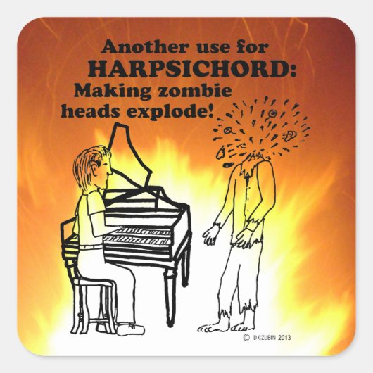 Harpsichord Zombie Explode Square Sticker (Voorkant)