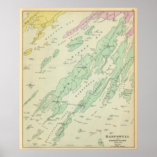 Harpswell, aangrenzende eilanden poster (Voorkant)