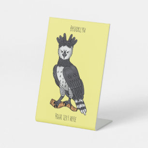 Harpy arend cartoonillustratie reclamebord met voetstuk