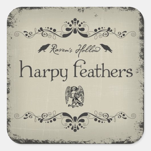 Harpy Feathers Halloween Jar Sticker Label (Voorkant)