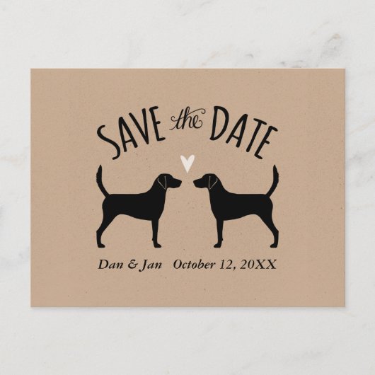 Harrier Dog Silhouetten Bruiloft Save the Date Aankondigingskaart (Voorkant)