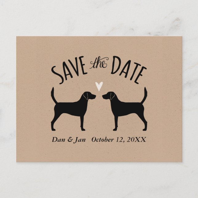 Harrier Dog Silhouettes Wedding Save the Date Aankondigingskaart (Voorkant)
