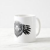 Harrier Hawk Head Zwart-wit T-shirt Koffiemok (Voorkant rechts)