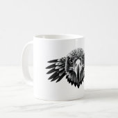 Harrier Hawk Head Zwart-wit T-shirt Koffiemok (Voorkant links)